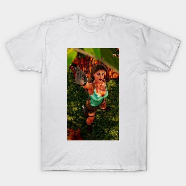 Lara Croft found the stone dragon T-Shirt by James-Cr